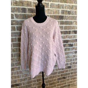 VINCE CAMUTO women's pin dot chunky knitted sweater rose pink size XL NWT
